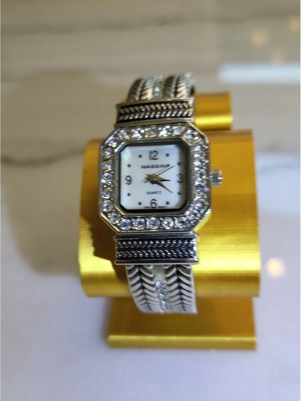 Vtg Massini Womans Watch Bangle OSFA New Battery Silvertone 23mm Works EUC